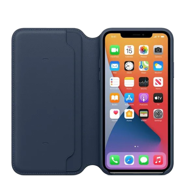 iPhone 11 Pro Max Leather Folio - Darkblue 