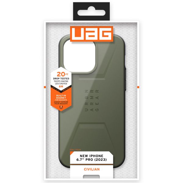 UAG Civilian Backcover MagSafe iPhone 15 Pro Max - Olive Drab