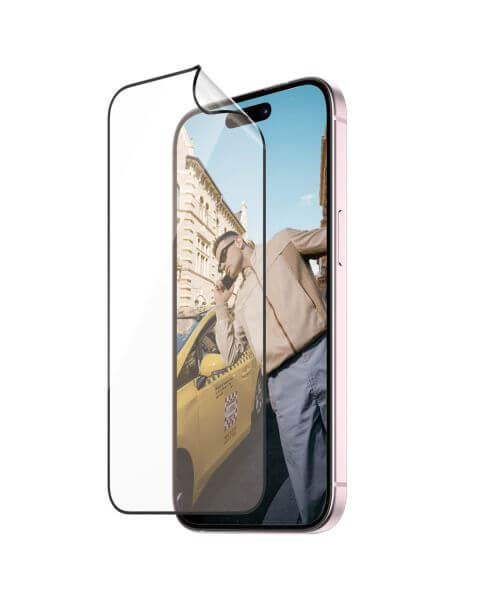 PanzerGlass Matrix Recycled Ultra-Wide Fit Anti-Bacterial Screenprotector incl. applicator iPhone 15