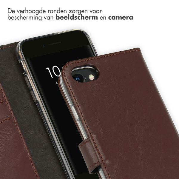 Selencia Echt Lederen Bookcase iPhone SE (2022 / 2020) / 8 / 7 / 6(s)