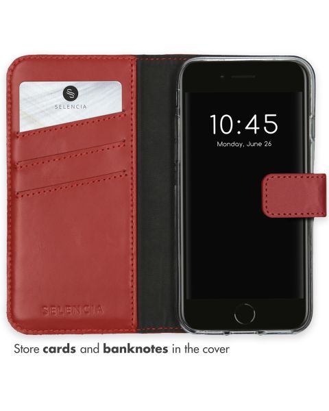 Selencia Echt Lederen Bookcase iPhone SE (2022 / 2020) / 8 / 7 / 6(s)