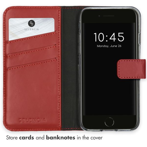 Selencia Echt Lederen Bookcase iPhone SE (2022 / 2020) / 8 / 7 / 6(s)