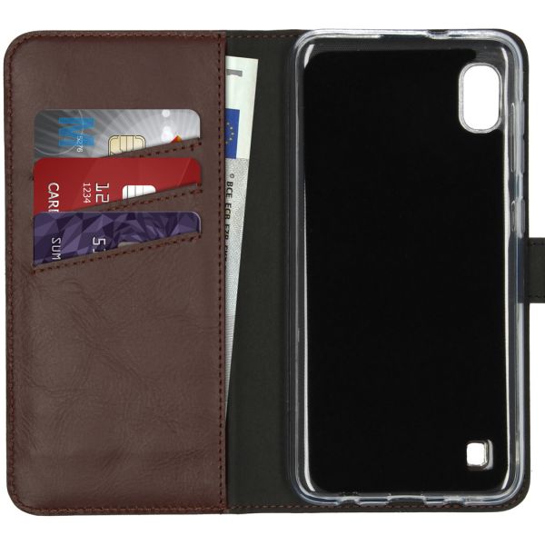 Echt Lederen Booktype Samsung Galaxy A10 - Bruin - Bruin / Brown
