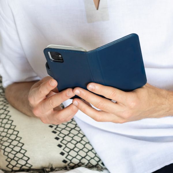 Echt Lederen Booktype Samsung Galaxy A10 - Blauw - Blauw / Blue