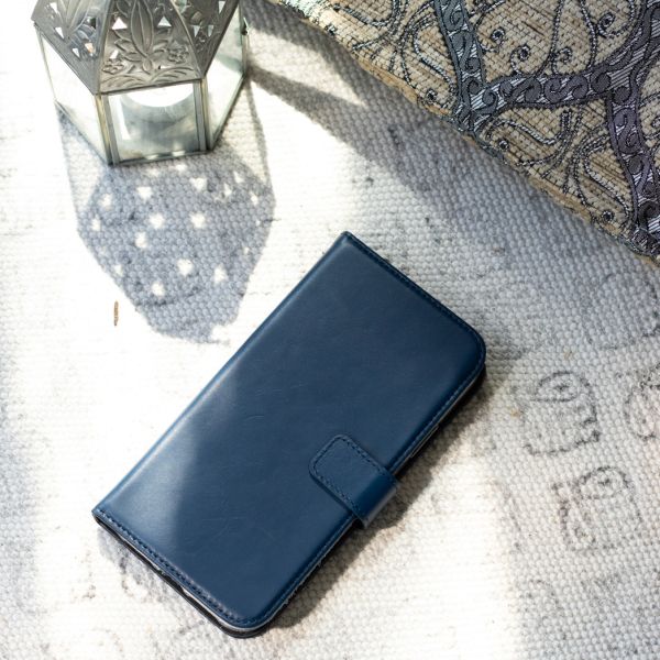 Selencia Echt Lederen Bookcase Samsung Galaxy A12 - Blauw / Blau / Blue