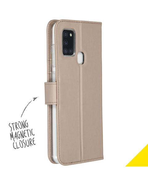 Accezz Wallet Softcase Bookcase Samsung Galaxy A21s - Goud / Gold