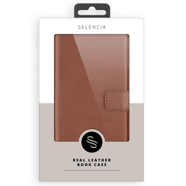 Selencia Echt Lederen Bookcase Samsung Galaxy A22 (5G) - Lichtbruin / Hellbraun  / Light Brown