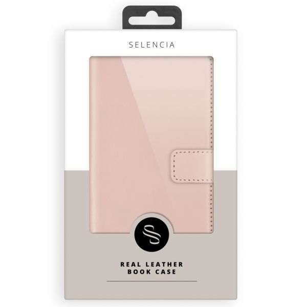 Selencia Echt Lederen Bookcase Samsung Galaxy A22 (5G) - Roze / Rosa / Pink