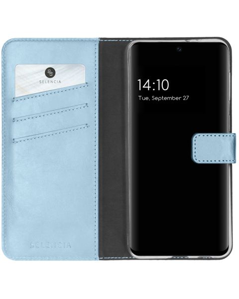 Selencia Echt Lederen Bookcase Samsung Galaxy A32 (4G) - Lichtblauw / Hellblau / Light Blue