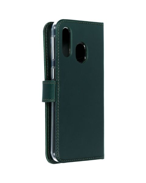 Selencia Echt Lederen Bookcase Samsung Galaxy A40 - Groen / Grün  / Green
