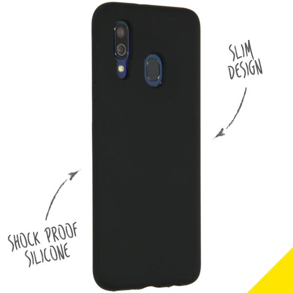 Accezz Liquid Silicone Backcover Samsung Galaxy A40 - Zwart / Schwarz / Black