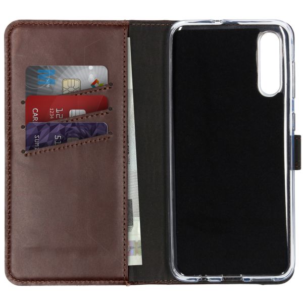 Selencia Echt Lederen Bookcase Samsung Galaxy A50 / A30s - Bruin / Braun  / Brown