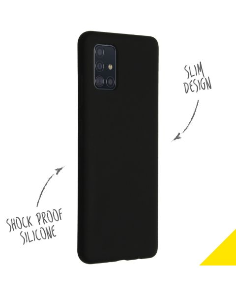 Accezz Liquid Silicone Backcover Samsung Galaxy A51 - Zwart / Schwarz / Black