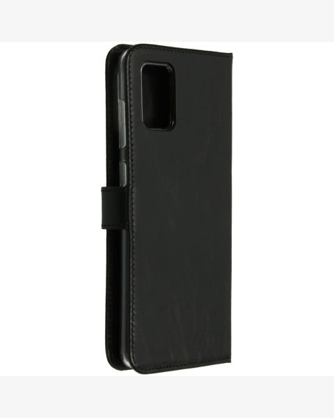 Selencia Echt Lederen Bookcase Samsung Galaxy A71 - Zwart / Schwarz / Black