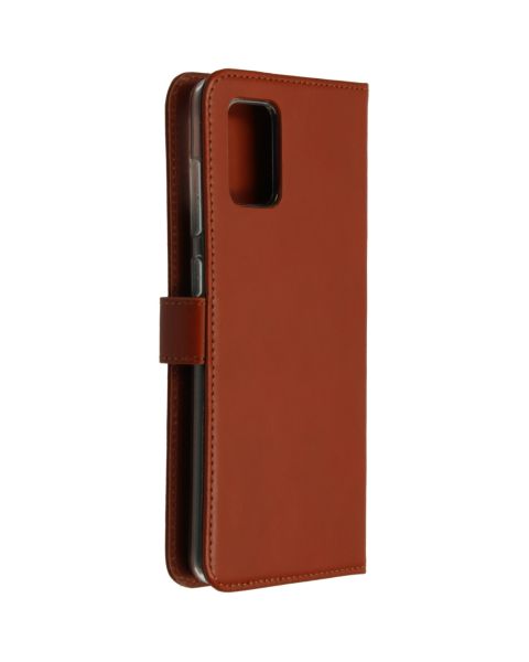 Selencia Echt Lederen Bookcase Samsung Galaxy A71 - Lichtbruin / Hellbraun  / Light Brown