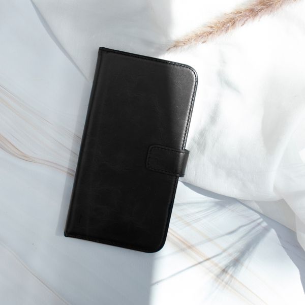 Selencia Echt Lederen Bookcase Samsung Galaxy A72 - Zwart / Schwarz / Black