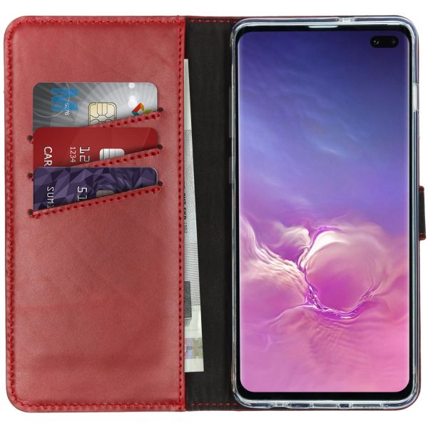 Selencia Echt Lederen Bookcase Samsung Galaxy S10 Plus - Rood / Rot / Red