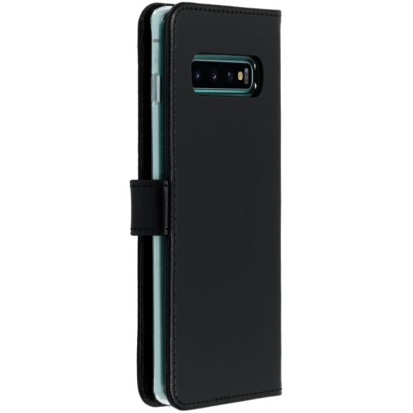 Selencia Echt Lederen Bookcase Samsung Galaxy S10 Plus - Zwart / Schwarz / Black