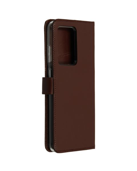 Selencia Echt Lederen Bookcase Samsung Galaxy S20 Ultra - Bruin / Braun  / Brown