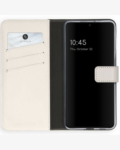 Selencia Echt Lederen Bookcase Samsung Galaxy S21 - Lichtgrijs / Hellgrau    / Light Gray