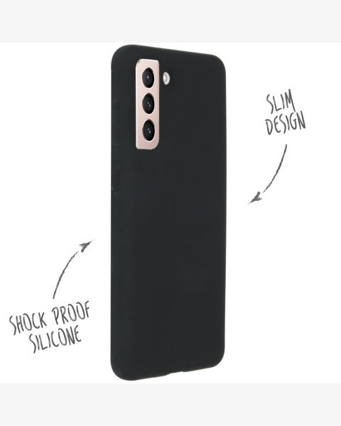 Accezz Liquid Silicone Backcover Samsung Galaxy S21 - Zwart / Schwarz / Black
