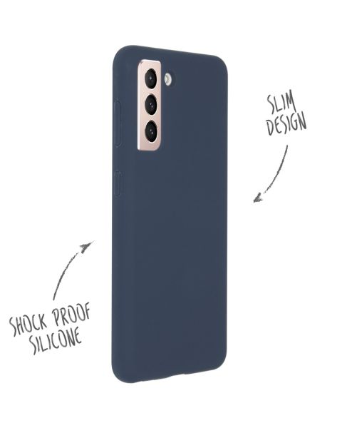 Accezz Liquid Silicone Backcover Samsung Galaxy S21 - Donkerblauw / Dunkelblau  / Dark blue