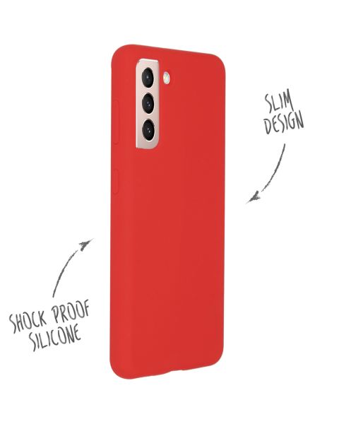 Accezz Liquid Silicone Backcover Galaxy S21 Plus - Rood / Rot / Red