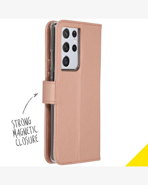 Accezz Wallet Softcase Bookcase Galaxy S21 Ultra - Rosé Goud / Roségold