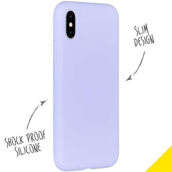 Accezz Liquid Silicone Backcover iPhone Xs / X - Paars / Violett  / Purple