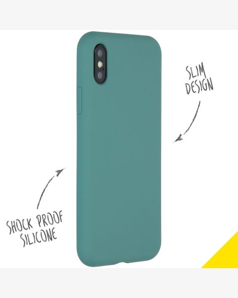 Liquid Silicone Backcover iPhone Xs / X - Dark Green