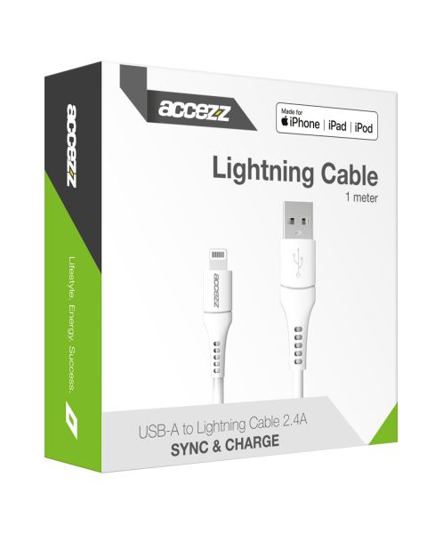 MFI Certified Lightning to USB cable - 1 meter - White