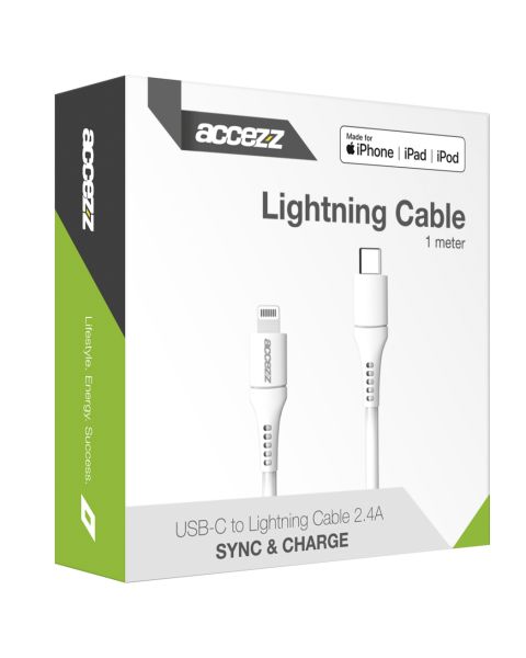 MFI Certified USB-C naar Lightning kabel - 1 meter - Wit - Wit / White