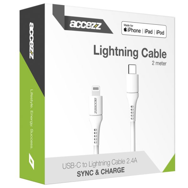 Accezz Lightning naar USB-C kabel - MFi certificering - 2 meter - Wit / Weiß / White