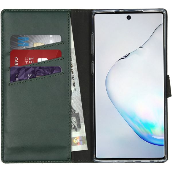 Selencia Echt Lederen Bookcase Samsung Galaxy Note 10 - Groen / Grün  / Green