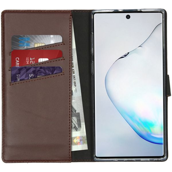 Selencia Echt Lederen Bookcase Samsung Galaxy Note 10 - Bruin / Braun  / Brown