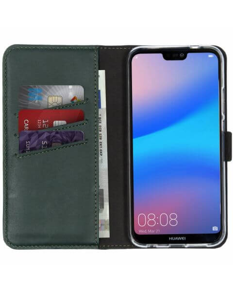 Selencia Echt Lederen Bookcase Huawei P20 Lite