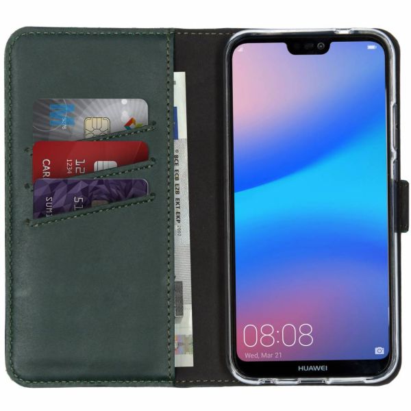 Selencia Echt Lederen Bookcase Huawei P20 Lite