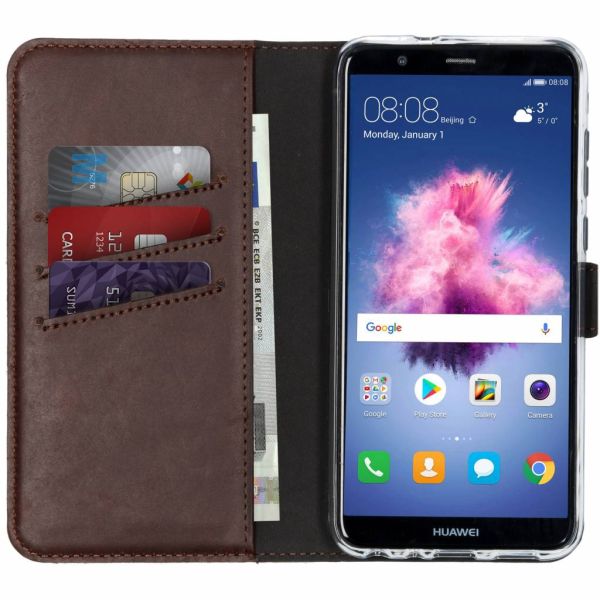 Selencia Echt Lederen Bookcase Huawei P Smart