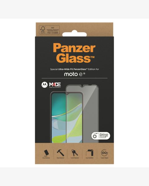 PanzerGlass Ultra-Wide Fit Anti-Bacterial Screenprotector Motorola Moto E13