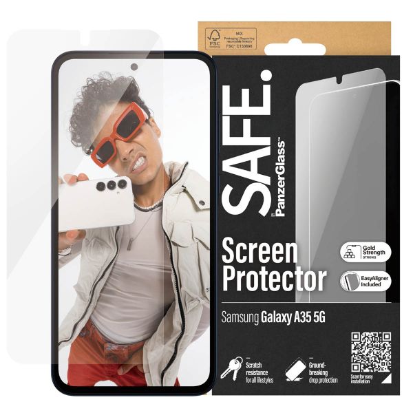 PanzerGlass SAFE Ultra-Wide Fit Screenprotector incl. applicator Samsung Galaxy A35
