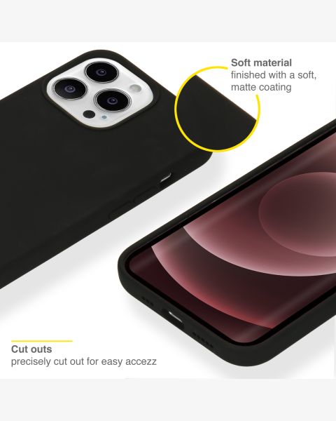 Accezz Liquid Silicone Backcover iPhone 13 Pro Max - Zwart / Schwarz / Black