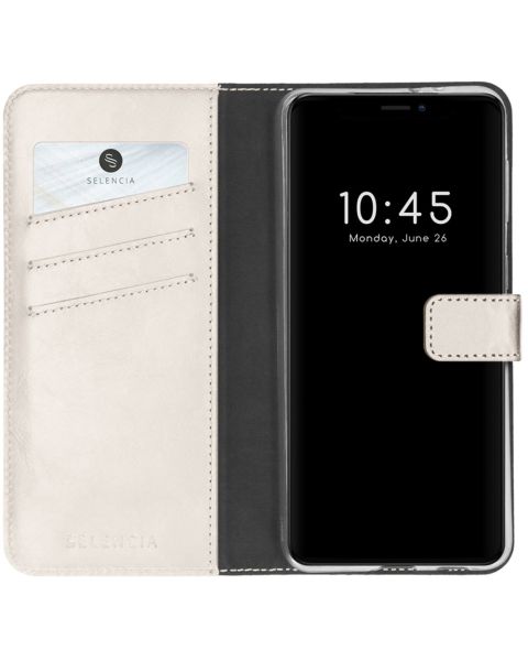 Selencia Echt Lederen Bookcase iPhone 13 Mini - Lichtgrijs / Hellgrau    / Light Gray