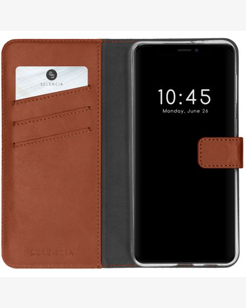 Selencia Echt Lederen Bookcase iPhone 13 Mini - Lichtbruin / Hellbraun  / Light Brown