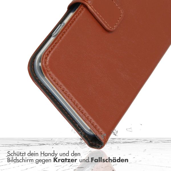 Selencia Echt Lederen Bookcase iPhone 13 Mini - Lichtbruin / Hellbraun  / Light Brown