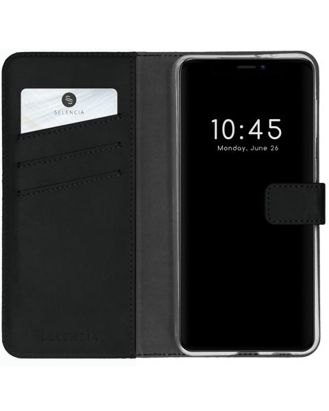 Selencia Echt Lederen Bookcase iPhone 13 Mini - Zwart / Schwarz / Black