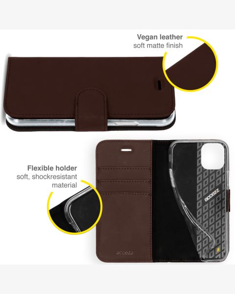 Accezz Wallet Softcase Bookcase iPhone 13 - Donkerbruin / Dunkelbraun  / Dark Brown