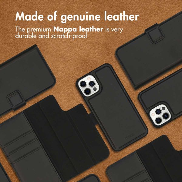 Accezz Premium Leather 2 in 1 Wallet Bookcase iPhone 12 (Pro) - Zwart / Schwarz / Black