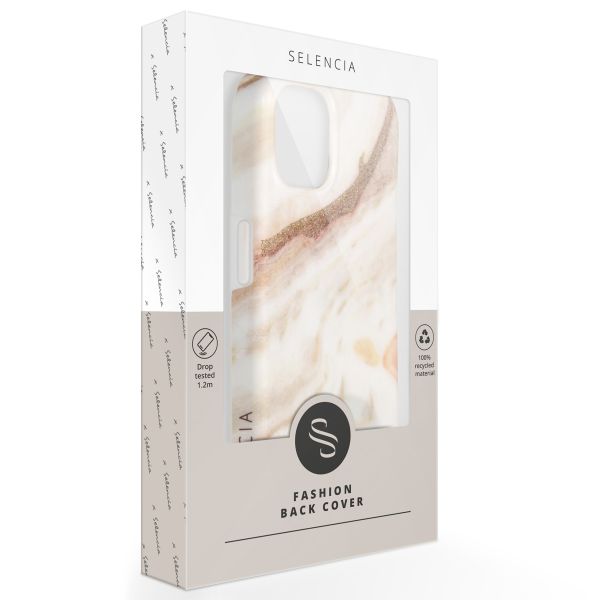 Selencia Aurora Fashion Backcover iPhone 13 - Duurzaam hoesje - 100% gerecycled - Wit Marmer / Weiß / White
