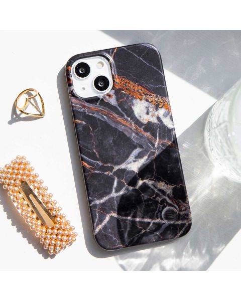 Selencia Aurora Fashion Backcover Samsung Galaxy S21 - Duurzaam hoesje - 100% gerecycled - Zwart Marmer / Schwarz / Black