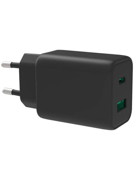 Accezz Power Plus Wall Charger - Oplader USB-C & USB aansluiting - Power Delivery - 33W - Zwart / Schwarz / Black
